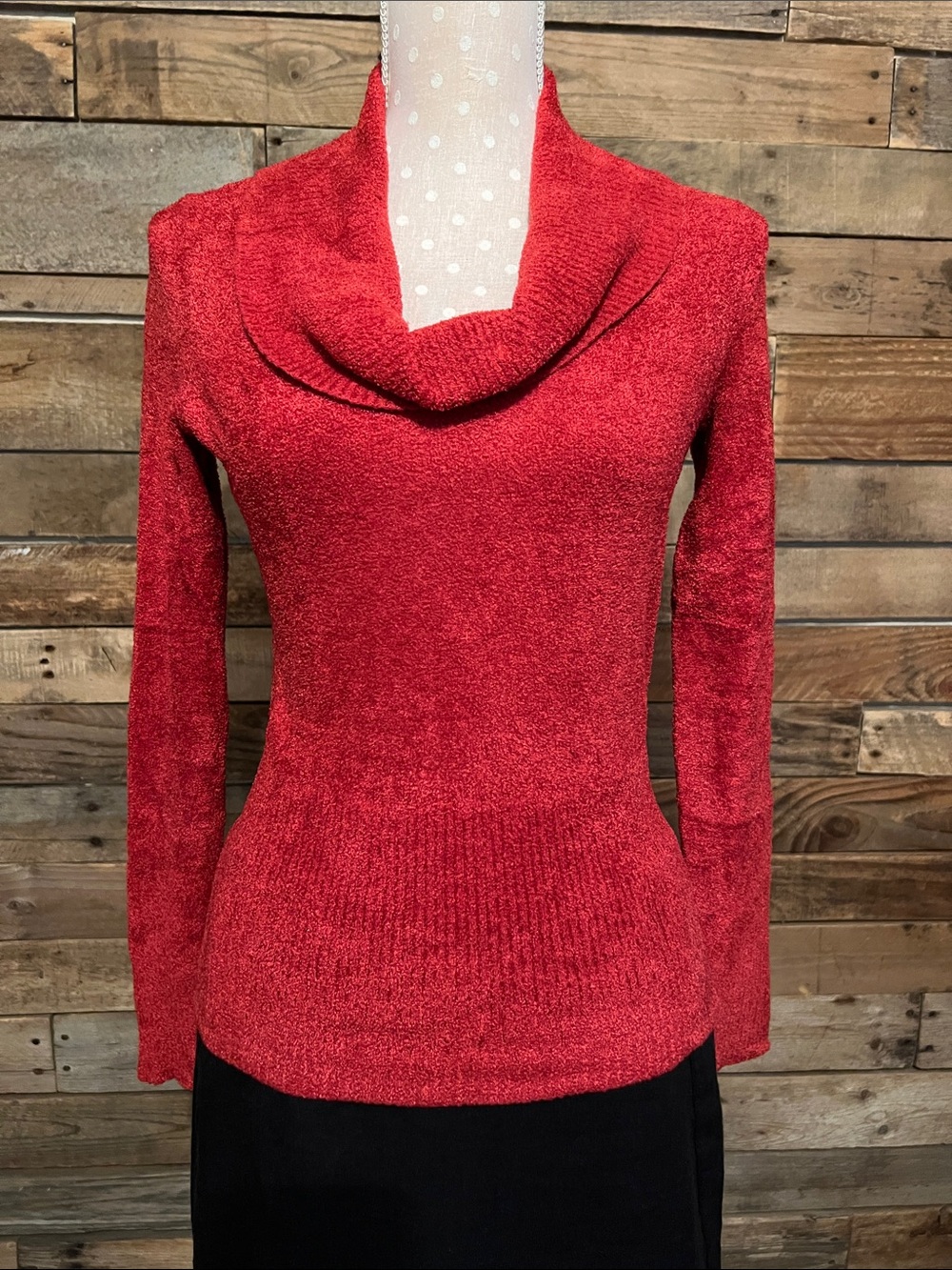 Cozy Cowl Neck Sweater - Red
